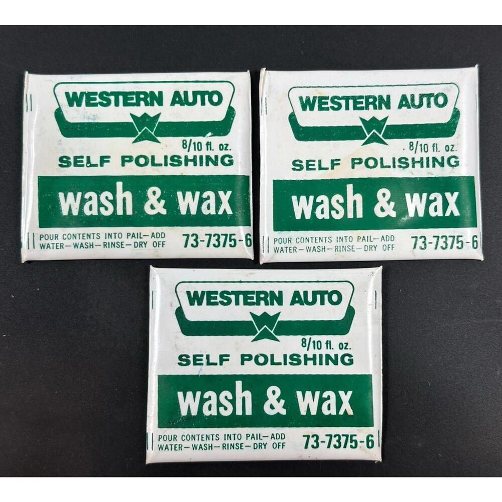 3 Vintage Western Auto Self‎ Polishing Wash & Wax Unopened 8/10 Fl Oz